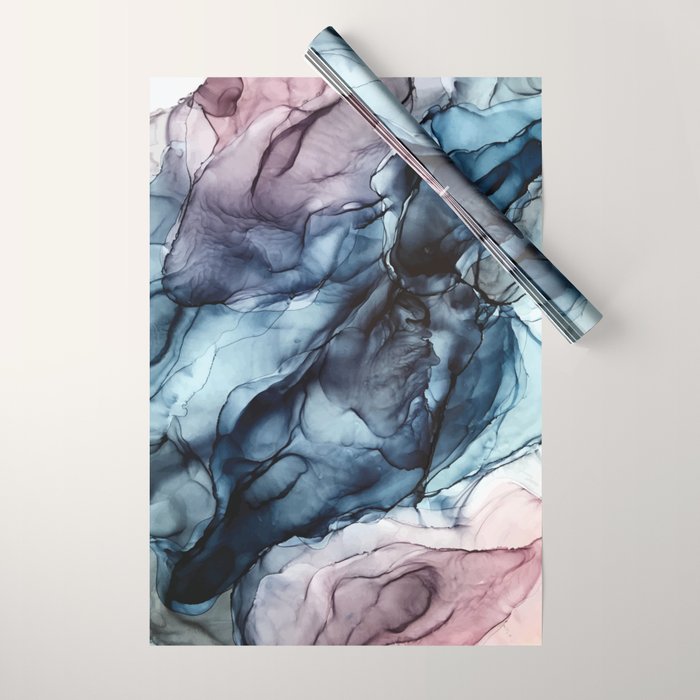 Blush and Darkness Abstract Paintings Wrapping Paper Gallery Image 1