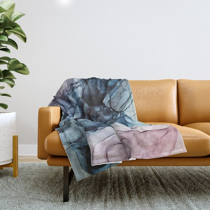 Blush and Darkness Abstract Paintings Throw Blanket Gallery Image 1