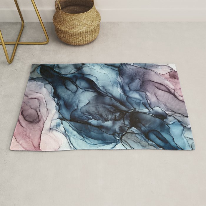 Blush and Darkness Abstract Paintings Rug Gallery Image 1