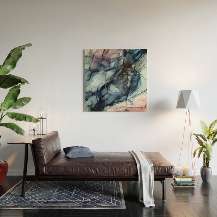 Blush and Darkness Abstract Paintings Wood Wall Art Gallery Image 2