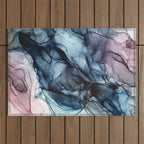 Blush and Darkness Abstract Paintings Outdoor Rug Gallery Image 1