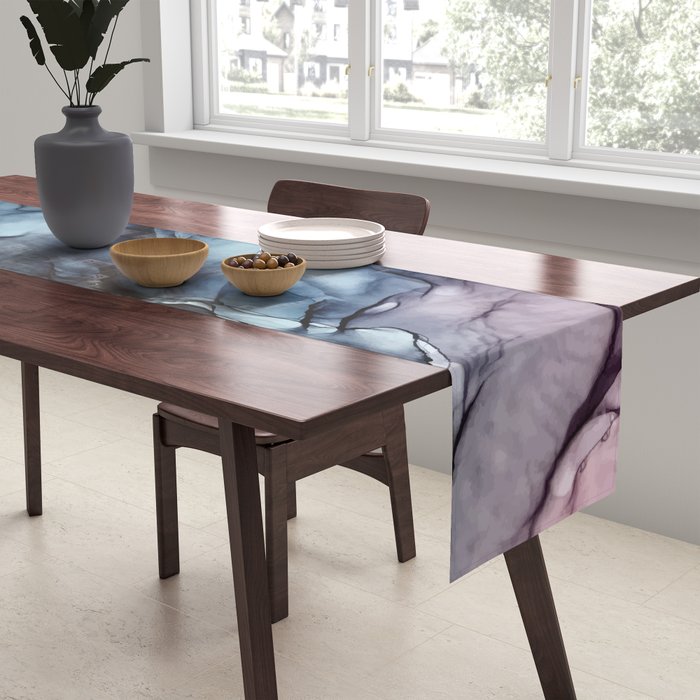 Blush and Darkness Abstract Paintings Table Runner Gallery Image 2