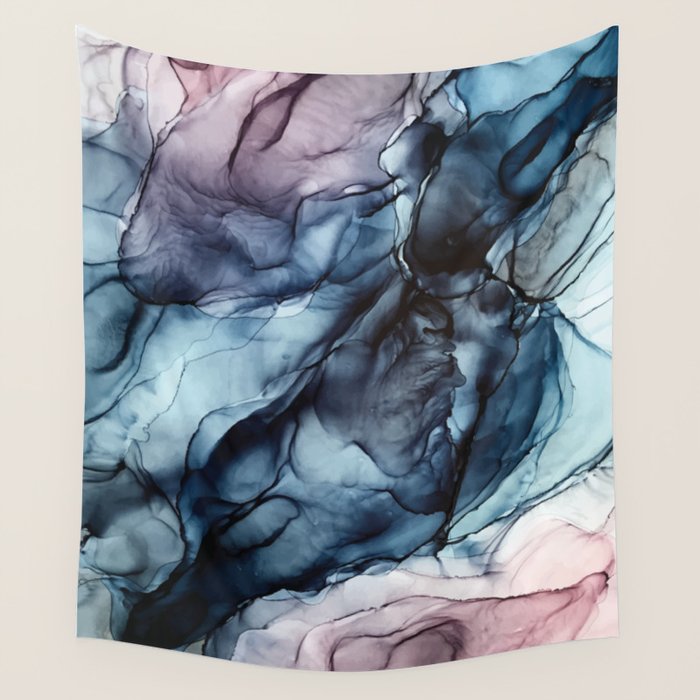 Blush and Darkness Abstract Paintings Wall Tapestry Gallery Image 4