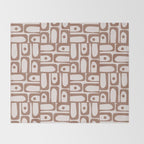 Mid Century Modern Piquet Abstract Multi Geometric Pattern in Mocha Throw Blanket Gallery Image 2