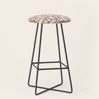 Mid Century Modern Piquet Abstract Multi Geometric Pattern in Mocha Stool Gallery Image 1
