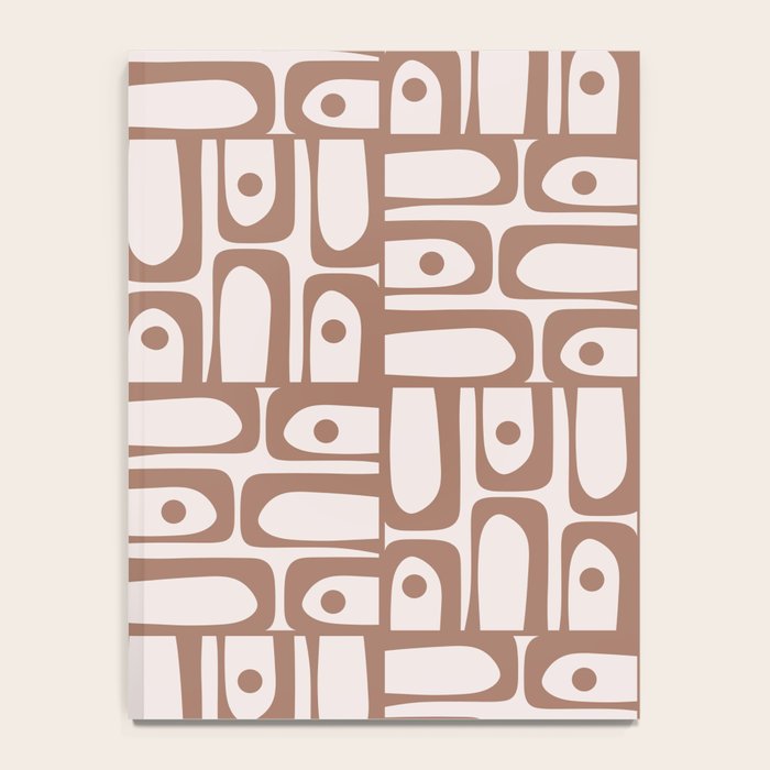 Mid Century Modern Piquet Abstract Multi Geometric Pattern in Mocha Notebook Gallery Image 4