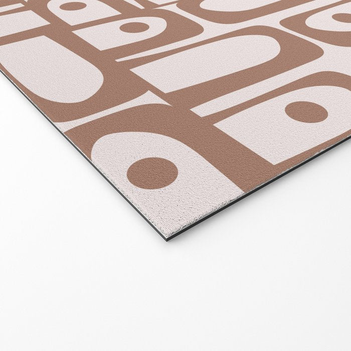 Mid Century Modern Piquet Abstract Multi Geometric Pattern in Mocha Welcome Mat Gallery Image 2