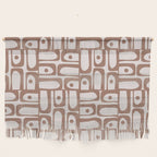 Mid Century Modern Piquet Abstract Multi Geometric Pattern in Mocha Wall Hanging Gallery Image 1