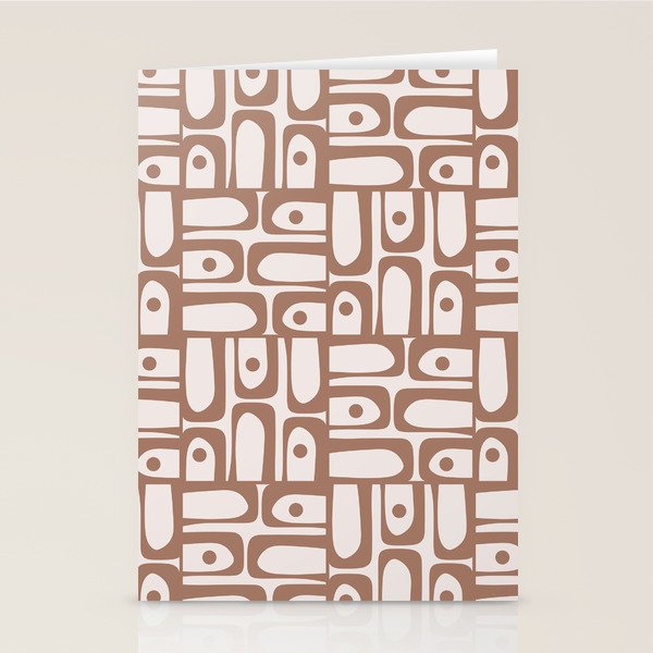 Mid Century Modern Piquet Abstract Multi Geometric Pattern in Mocha Stationery Card Gallery Image 1