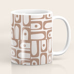 Mid Century Modern Piquet Abstract Multi Geometric Pattern in Mocha Coffee Mug Gallery Image 1