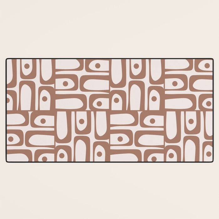 Mid Century Modern Piquet Abstract Multi Geometric Pattern in Mocha Desk Mat Gallery Image 3