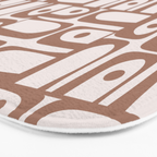 Mid Century Modern Piquet Abstract Multi Geometric Pattern in Mocha Bath Mat Gallery Image 3