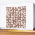 Mid Century Modern Piquet Abstract Multi Geometric Pattern in Mocha Wall Mural Gallery Image 2