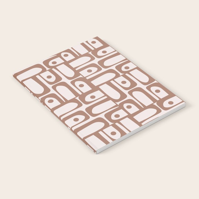 Mid Century Modern Piquet Abstract Multi Geometric Pattern in Mocha Notebook Gallery Image 2