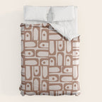 Mid Century Modern Piquet Abstract Multi Geometric Pattern in Mocha Duvet Cover Gallery Image 6