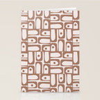 Mid Century Modern Piquet Abstract Multi Geometric Pattern in Mocha Stationery Card Gallery Image 2