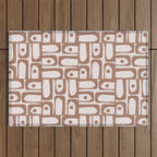 Mid Century Modern Piquet Abstract Multi Geometric Pattern in Mocha Outdoor Rug Gallery Image 1