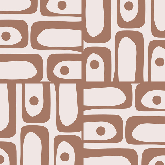 Mid Century Modern Piquet Abstract Multi Geometric Pattern in Mocha Coffee Mug Gallery Image 2