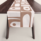 Mid Century Modern Piquet Abstract Multi Geometric Pattern in Mocha Table Runner Gallery Image 1