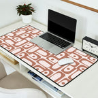 Mid Century Modern Piquet Abstract Multi Geometric Pattern in Mocha Desk Mat Gallery Image 2