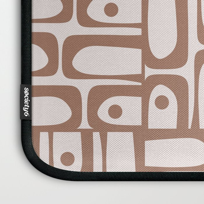 Mid Century Modern Piquet Abstract Multi Geometric Pattern in Mocha Laptop Sleeve Gallery Image 3