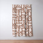 Mid Century Modern Piquet Abstract Multi Geometric Pattern in Mocha Window Curtain Gallery Image 3