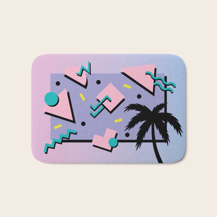 Memphis Pattern 25 - Miami Vice / 80s Retro / Palm Tree Bath Mat Gallery Image 1