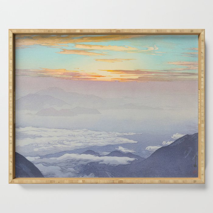 Sea of Clouds (Unkai, Ho-o-San) Hiroshi Yoshida Modern Japanese Woodblock Print Serving Tray Gallery Image 1