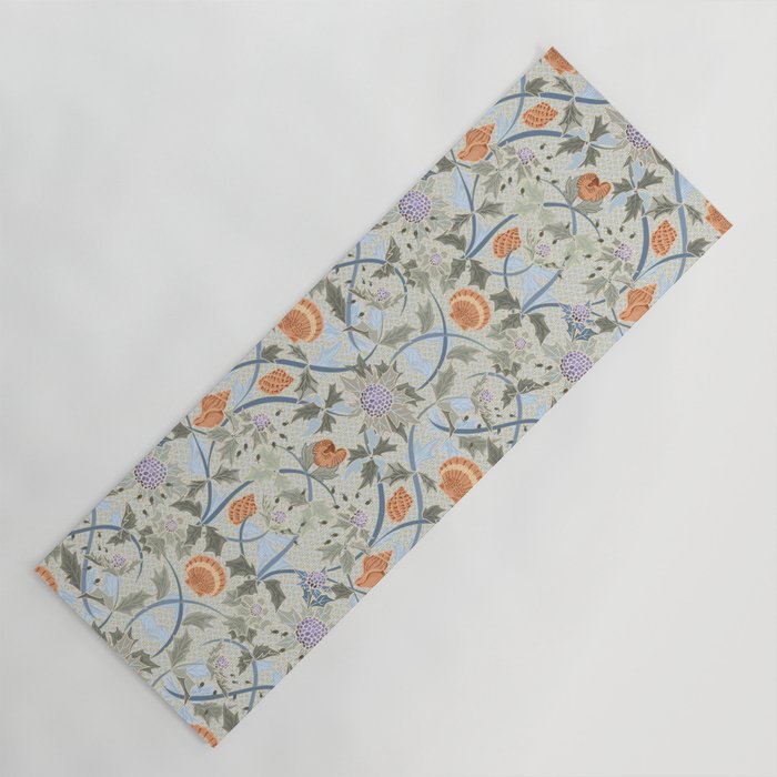 Beach thistle and shells with backgrd pattern Yoga Mat Gallery Image 1