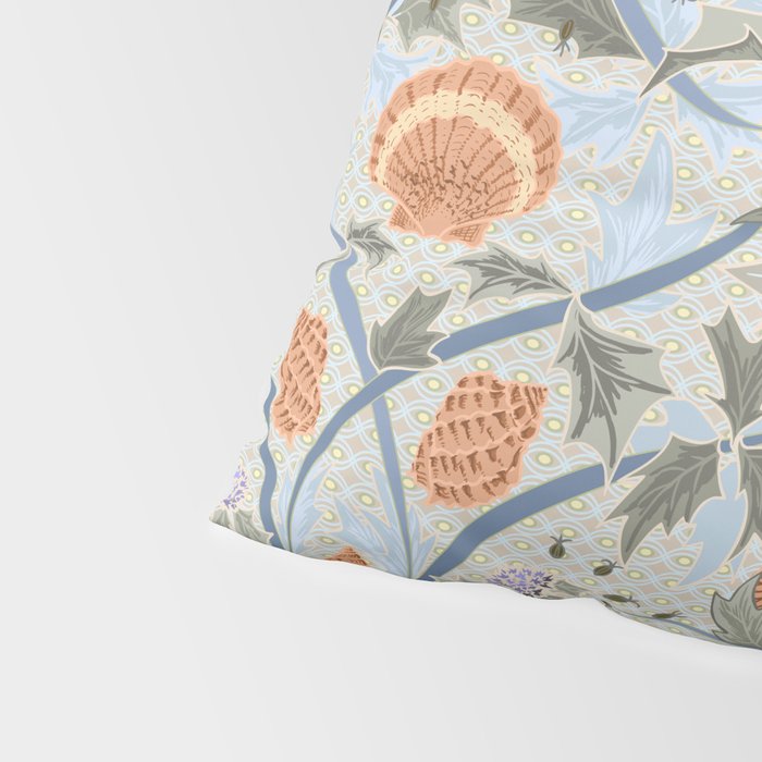 Beach thistle and shells with backgrd pattern Pillow Sham Gallery Image 4