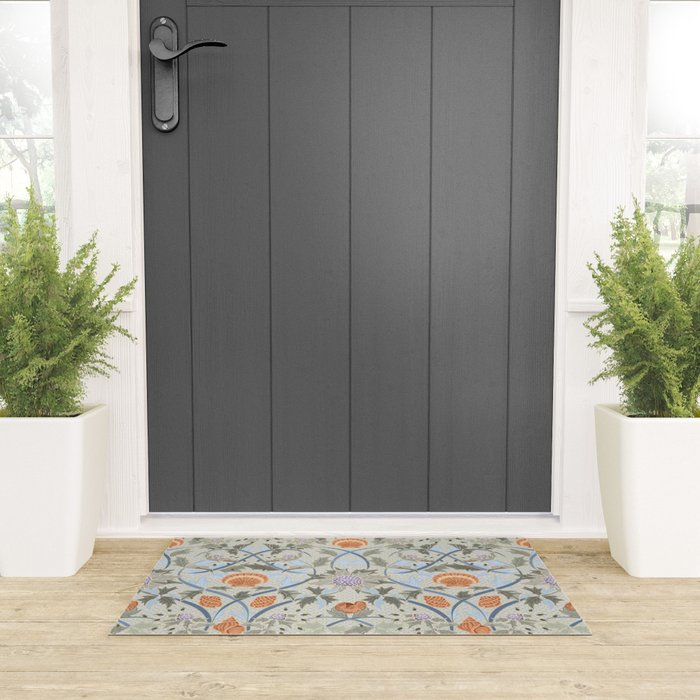 Beach thistle and shells with backgrd pattern Welcome Mat Gallery Image 3
