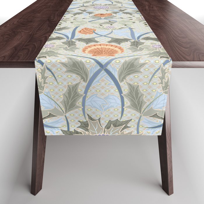 Beach thistle and shells with backgrd pattern Table Runner Gallery Image 1