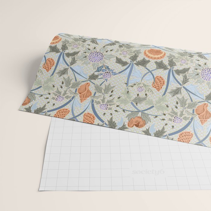 Beach thistle and shells with backgrd pattern Wrapping Paper Gallery Image 2