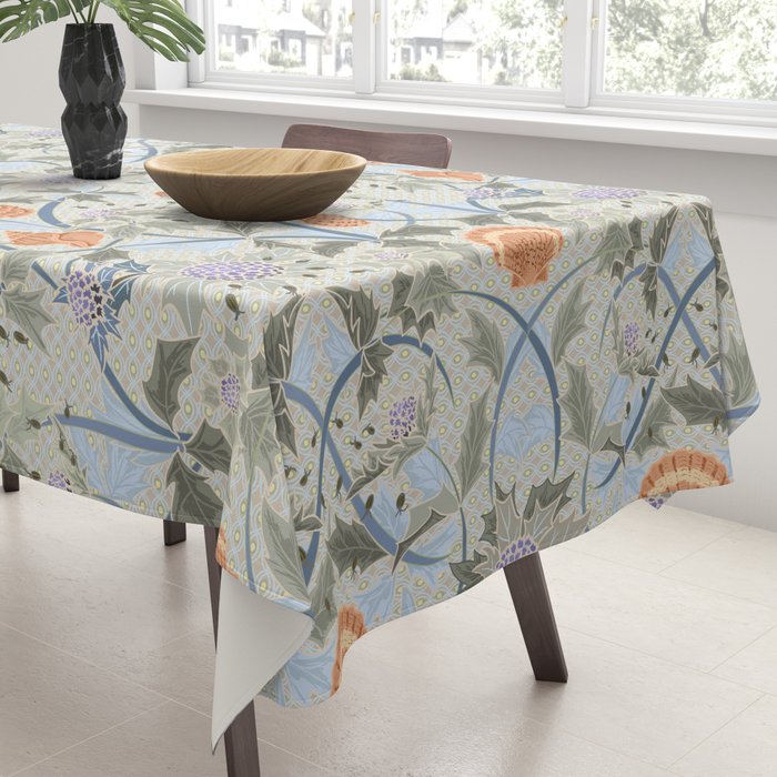 Beach thistle and shells with backgrd pattern Tablecloth Gallery Image 3