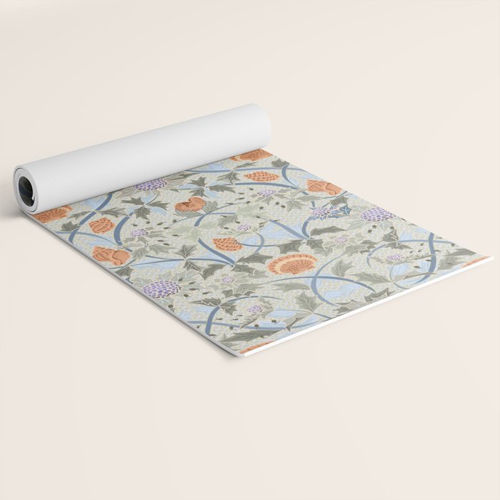 Beach thistle and shells with backgrd pattern Yoga Mat Gallery Image 2