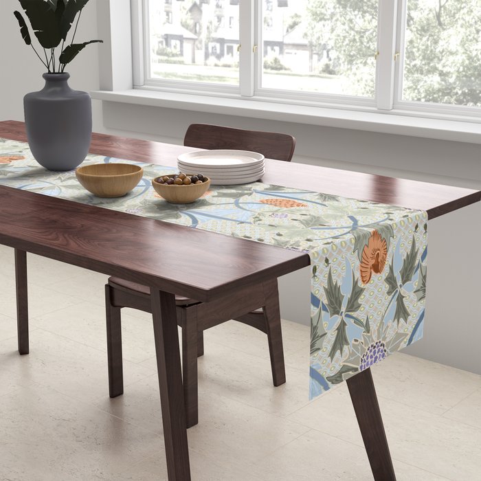 Beach thistle and shells with backgrd pattern Table Runner Gallery Image 2
