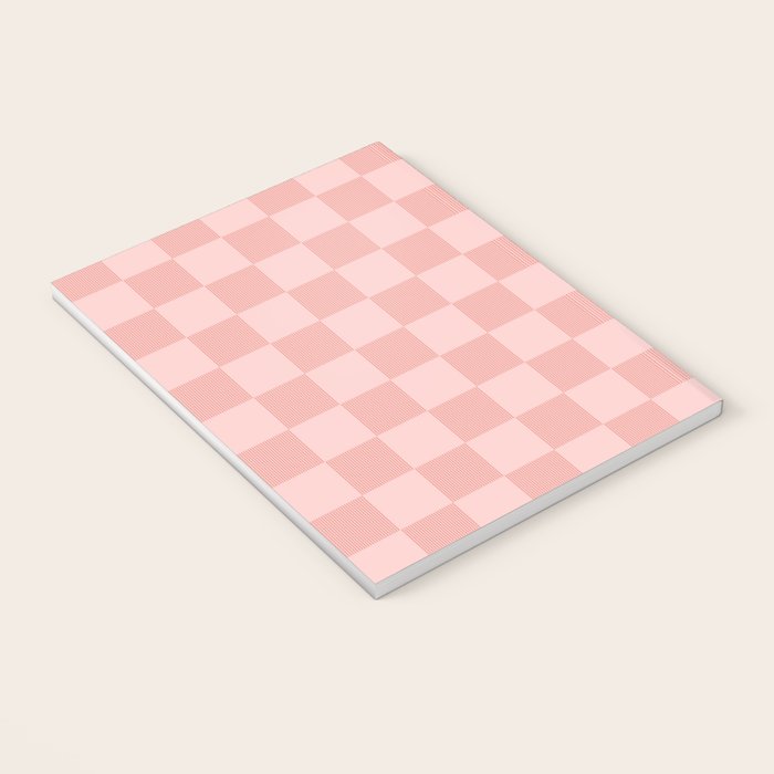 Textured Plaid pattern pink and white Notebook Gallery Image 3