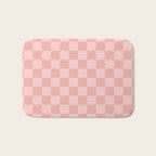 Textured Plaid pattern pink and white Bath Mat Gallery Image 1