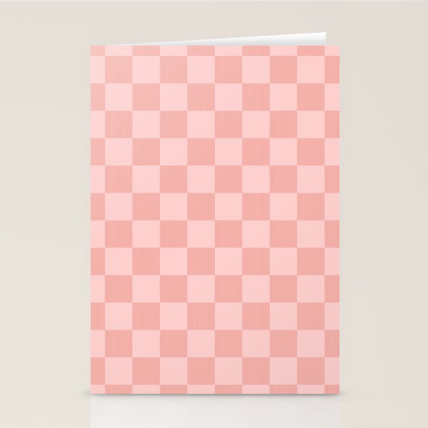 Textured Plaid pattern pink and white Stationery Card Gallery Image 1