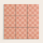 Textured Plaid pattern pink and white Wood Wall Art Gallery Image 1