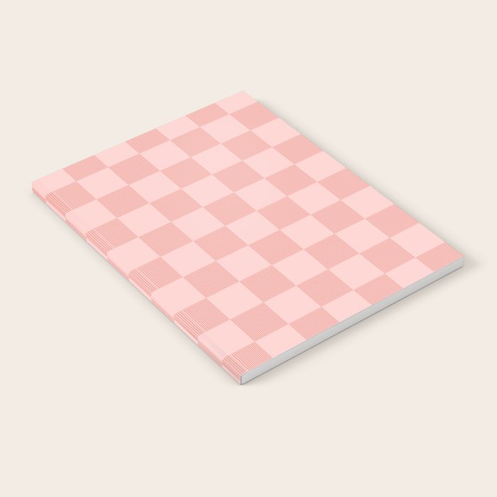 Textured Plaid pattern pink and white Notebook Gallery Image 2