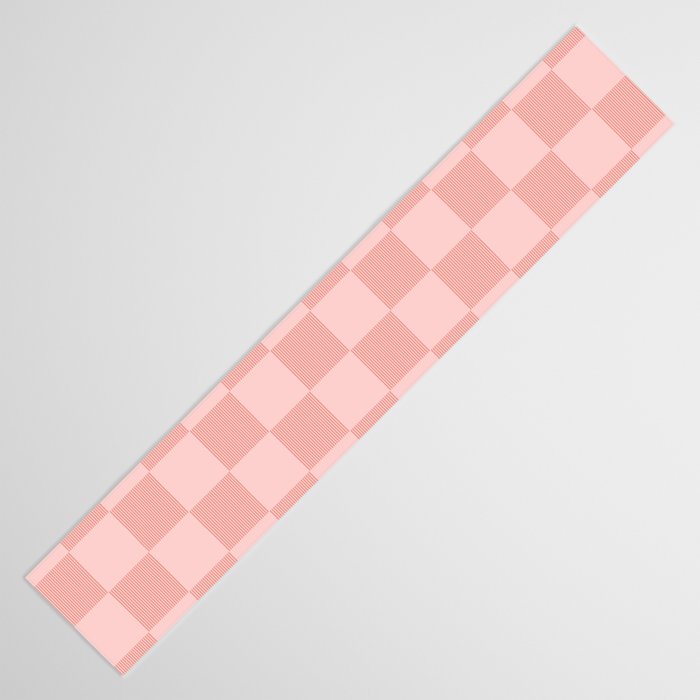 Textured Plaid pattern pink and white Table Runner Gallery Image 3