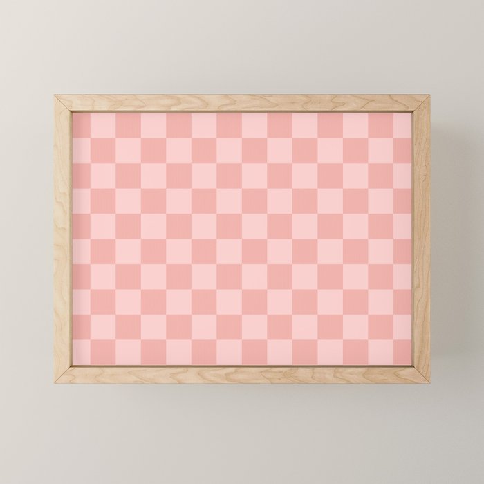 Textured Plaid pattern pink and white Mini Art Print Gallery Image 1