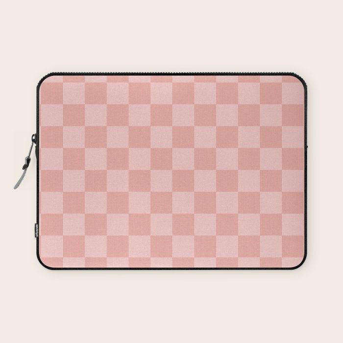 Textured Plaid pattern pink and white Laptop Sleeve Gallery Image 1
