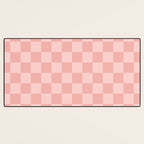 Textured Plaid pattern pink and white Desk Mat Gallery Image 3
