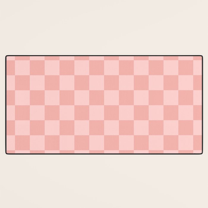 Textured Plaid pattern pink and white Desk Mat Gallery Image 3
