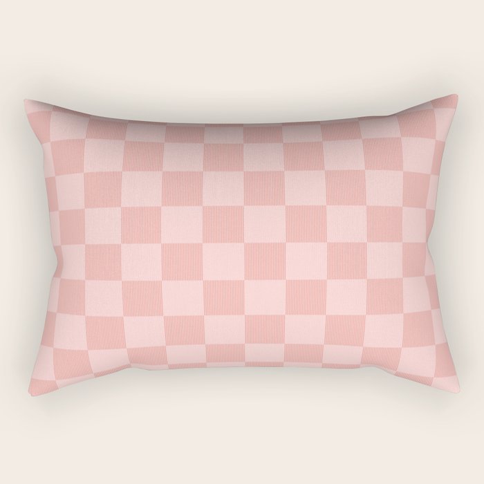 Textured Plaid pattern pink and white Rectangular Pillow Gallery Image 2