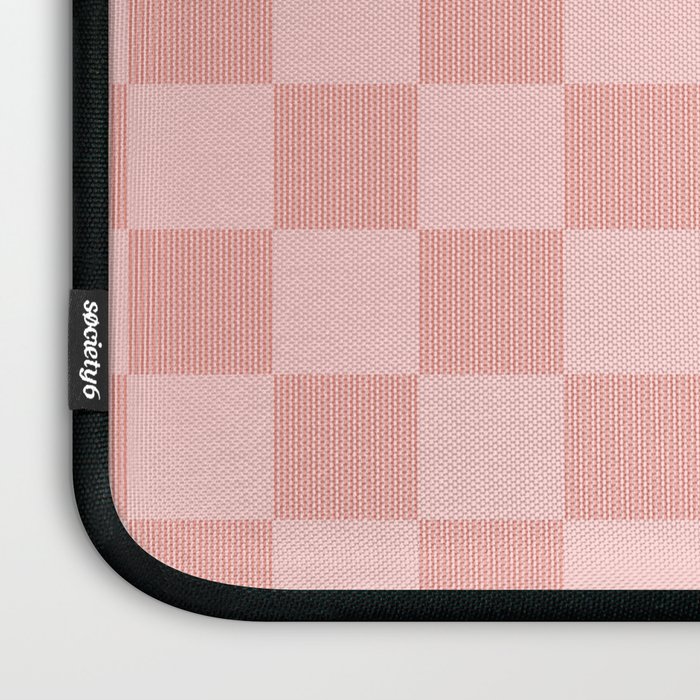 Textured Plaid pattern pink and white Laptop Sleeve Gallery Image 3