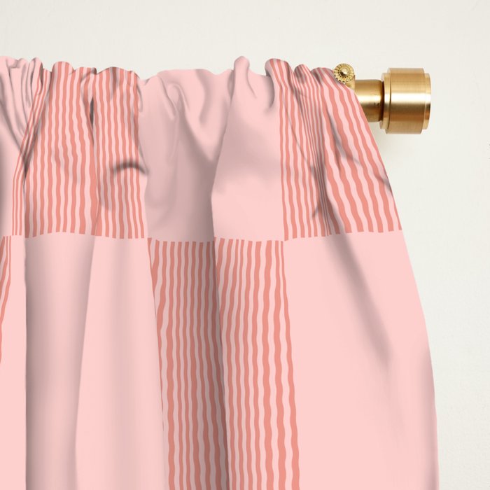 Textured Plaid pattern pink and white Window Curtain Gallery Image 2