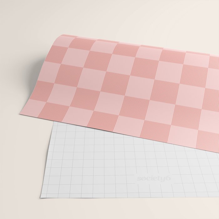 Textured Plaid pattern pink and white Wrapping Paper Gallery Image 2